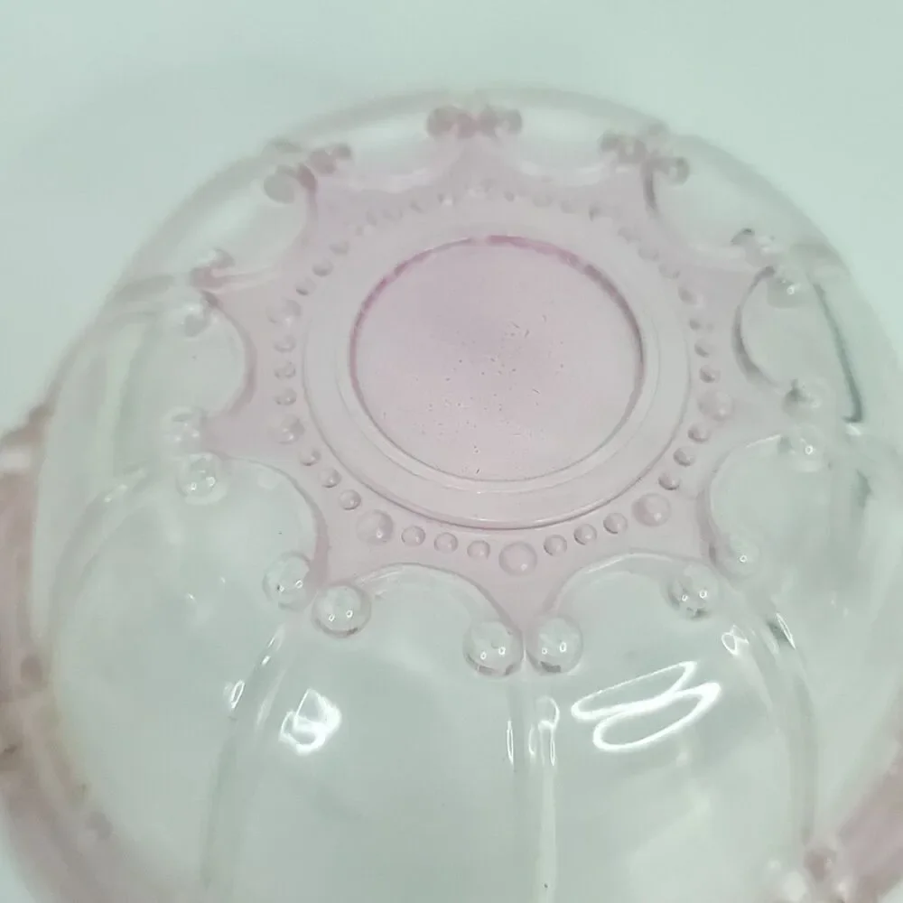 Pink Yellow Set of 2 Depression Glass Fruit Candy Bowls 5